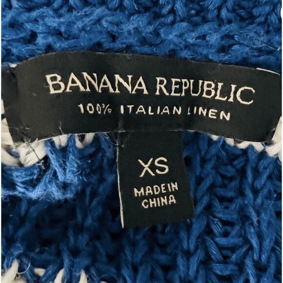 Banana Republic Sweater Blue White Stripe Linen Blend M - Picture 5 of 7